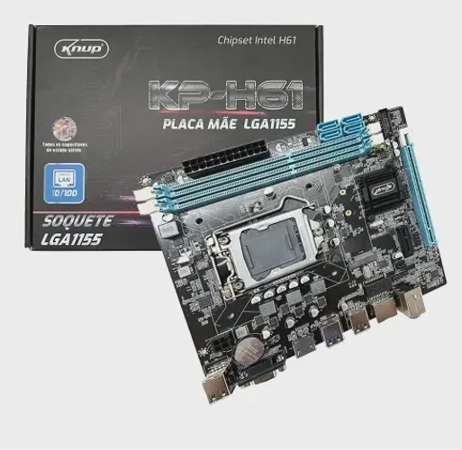 Placa Mãe Lga1155 Chipset Intel H61 Lan 1000 Ddr3 16Gb Usb Knup KP-H61