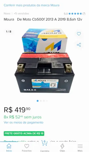 Bateria Moura Nova 8,6 Amp