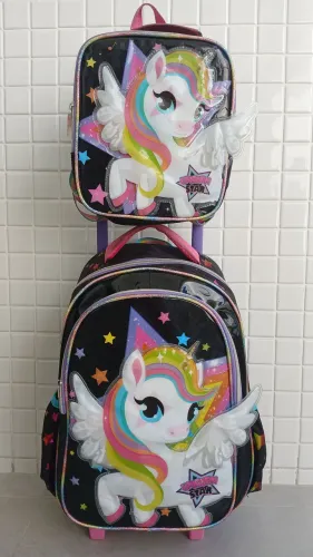Mochila escolar de rodinha com lancheira com DESCONTÃOO 
