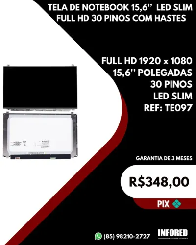 Tela para Notebook 15,6 Polegadas Full HD 30 Pinos com Hastes