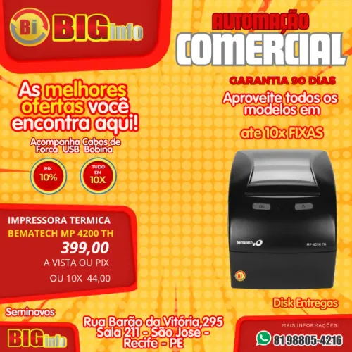 Impressora Termica Bematech Mp 4200 TH - Em Ate 10x Fixas 