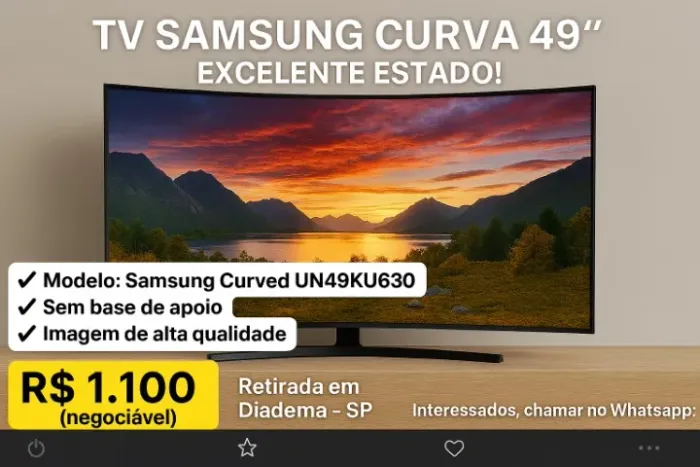 TV Samsung UN49KU6300 49? Curva 4K Smart - R$ 1.100