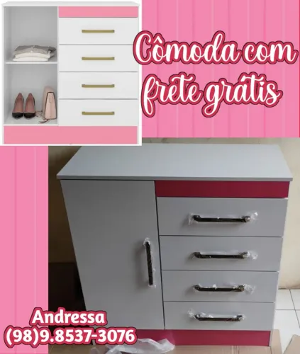 Cômoda com 4 gavetas e 1 porta frete grátis!