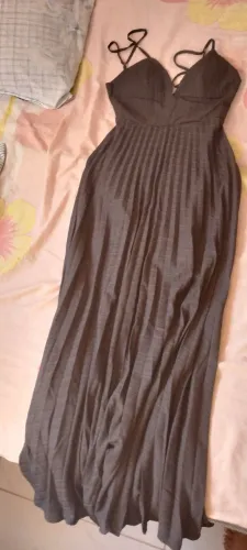 Vestido longo plissado