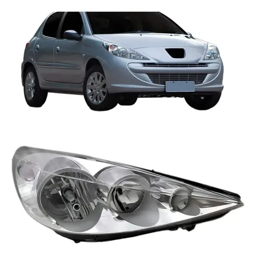 Farol Principal Direito Peugeot 207 2009 ate 2015 Hoggar 2010 a 2014 Cromado Depo 