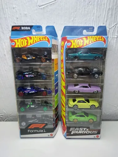 2 Packs com 5 Carrinhos da Hot Wheels - Fórmula 1 e Fast & Furious
