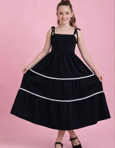 Vestido infantil preto longo 
