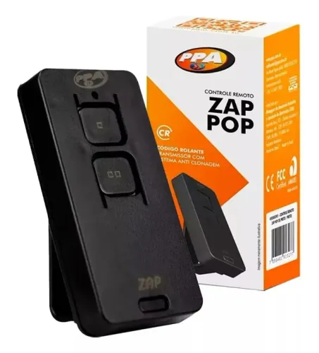 Controle de Portão PPA ZAP POP 433 MHz CR 2 Botões com Alça de Fixação Original
