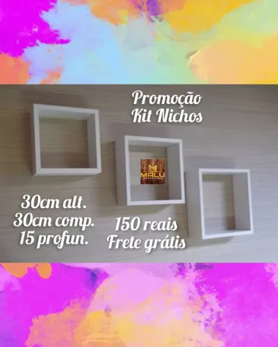 Kit Nicho 3 peças - 30x30x15cm - MDF Branco - Frete Grátis