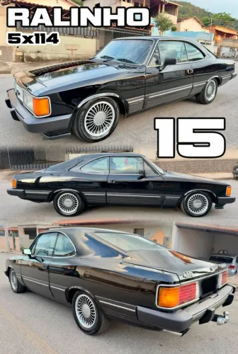 Rodas Esportivas Aro 15 Chevrolet Opala Comodoro preta com diamantado 5x114 ralinho novas