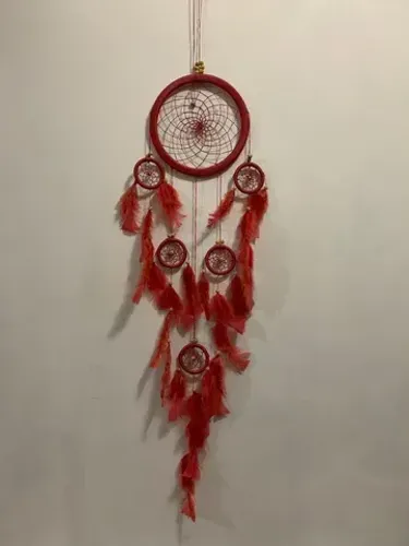 Filtro dos sonhos (dream catcher) 50 cm vermelho