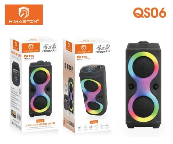 Caixa De Som Bluetooth Com LED RGB H?maston QS06