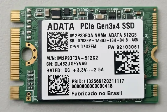 SSD M.2 NVMe ADATA 512GB - IM2P33F3A (Pouquíssimo Uso)