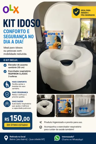 Kit idoso- elevador sanitário + respiron