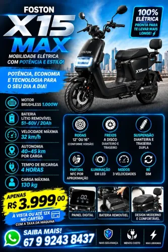 MOTO ELÉTRICA FOSTON X15MAX NOVA ((ENTREGO))
