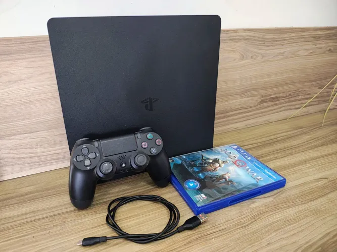 PS4 Slim, 1 TB, Completo com Controle e Jogos