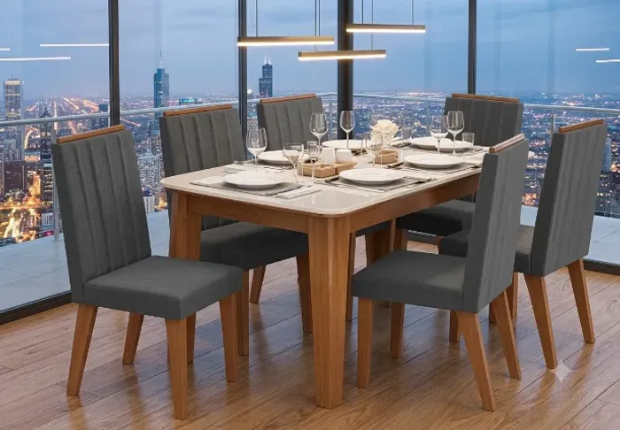 MESA DE JANTAR CONJUNTO SUECIA 6 LUGARES - TEMOS PRONTA ENTREGA