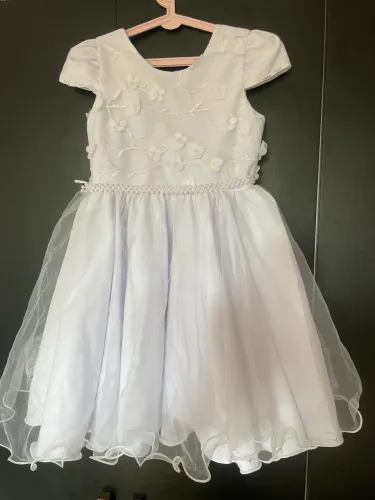 Vestido infantil Batizado Daminha Florista branco