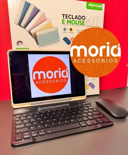 Teclado E Mouse Bluetooth Recarregável P/ Tablet Notebook Macbook e Celular