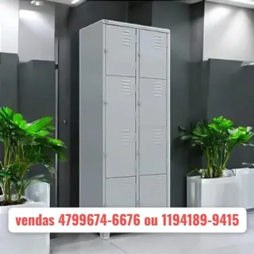 armario em aço cinza 8 portas