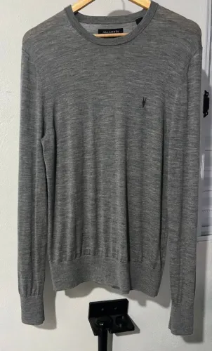 All Saints camiseta longa merino wool ramskull jumper
