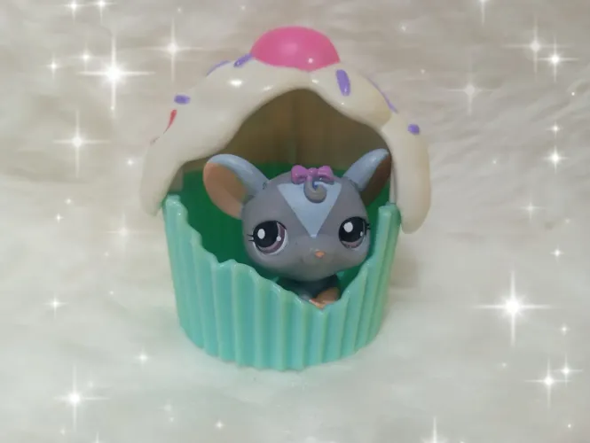 littlest pet shop ratinha #1203 + cupcake