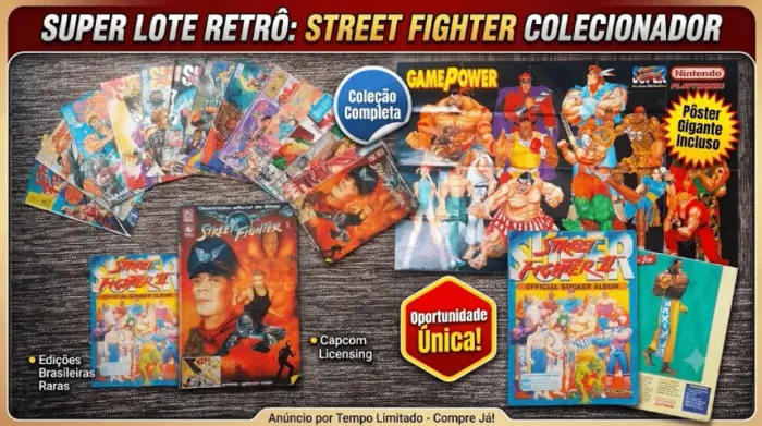 Coleção HQ Street Fighter II completa (editora escala 1994) + hq do filme + pôsteres + álb