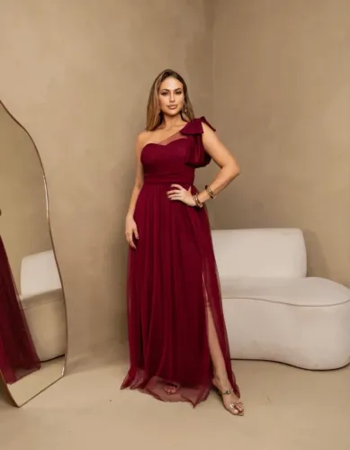 Vestido Longo cor Marsala tamanho G Festa Para Casamentos, convidada formatura Elegante