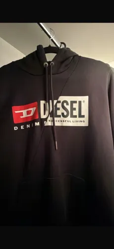 Casaco Denim Division Split Logo White Hoodie Diesel