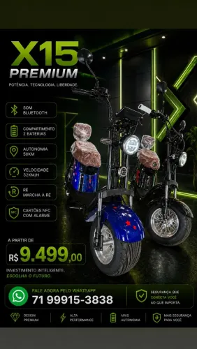 SCOOTER ELÉTRICA X15 PREMIUM 0 KM garantia SERVIÇO DE ENTREGA