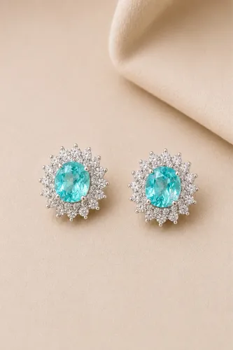 Par de Brincos Cushion Turmalina Paraíba 4,35ct