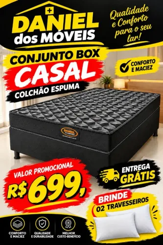 Conjunto Box Casal = Base + Colchão Espuma