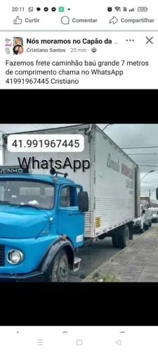 Frete caminhão baú grande WhatsApp 4.1.9.9.1.9.6.7.4.4.5 Cristiano 