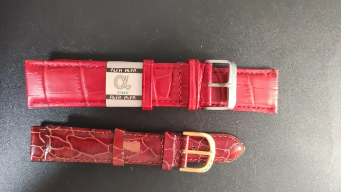 pulseira relógio couro vermelho tamanho 24 e 18