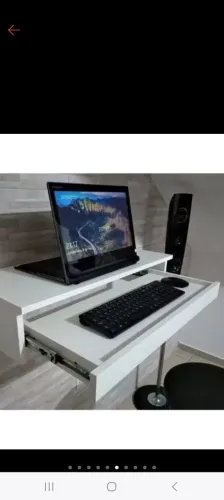 Suporte suspenso de parede para monitor com gaveta para teclado
