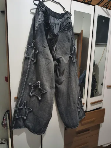 Calça jeans larga dragão chinês