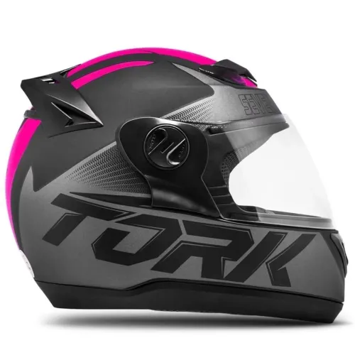 Capacete Moto Preto/Rosa Evolution G7 tamanho 58. <br>