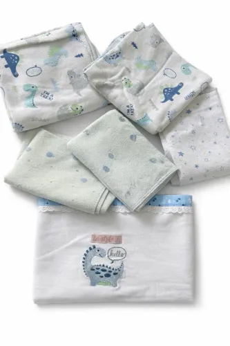 kit 6 cueiros de bebê dinossauro e estrelas