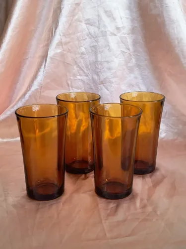 4 copos DURALEX âmbar 14cm raro cozinha louça casa decoração vintage antigo antiquario 