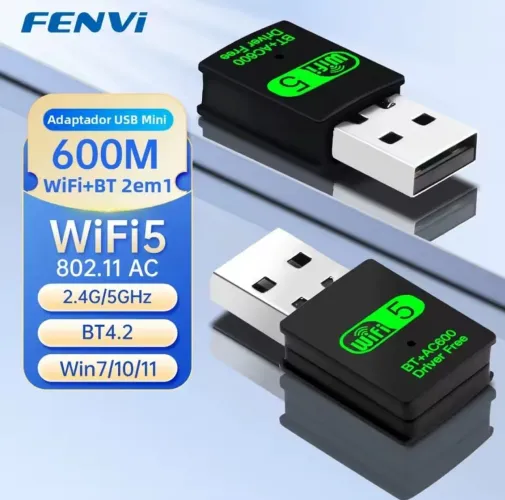 Adaptador de Wi-Fi e Bluetooth USB