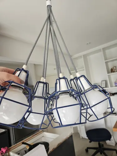 Lustre Pendente Industrial Moderno 8 Lâmpadas - Excelente Estado