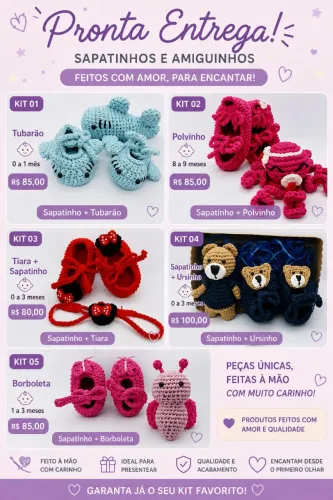 Kit sapatinho e amigurumi