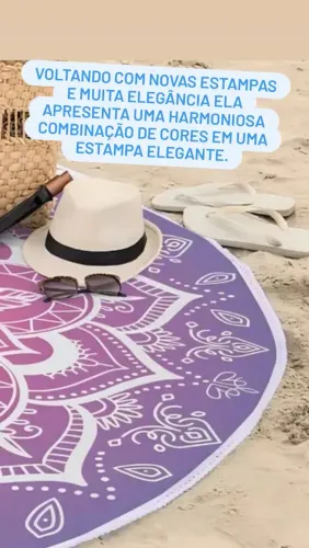 Toalha de praia aveludada redonda 1,55m coleção Turquia .<br>
