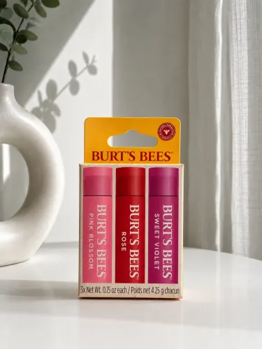 Kit Burt?s Bees com 3 Lip Balms Coloridos - Original e Importado
