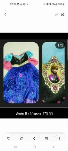 Vestido da Ana frozen PROMOÇÃO 170 por 150.00