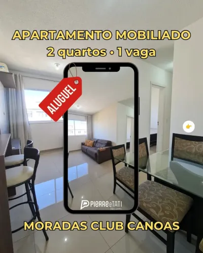 IAPARTAMENTO MOBILIADO COM 2 QUARTOS, VAGA COBERTA E ÚLTIMO ANDAR NO MORADAS CLUB CANOAS