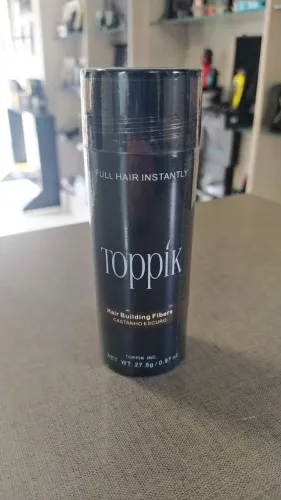 Toppik Castanho Escuro 27,5g: Maquiagem Capilar em Fibra de Queratina para Calvície e Volu
