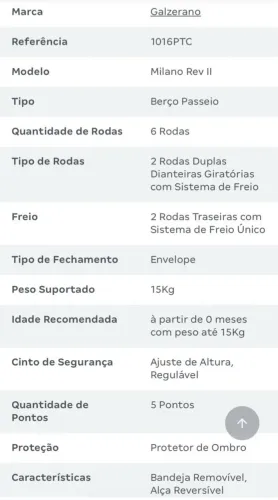 carrinho de bebê Galzerano