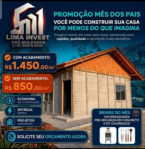 KIT CASA PRÉ MOLDADO EM CONCRETO.