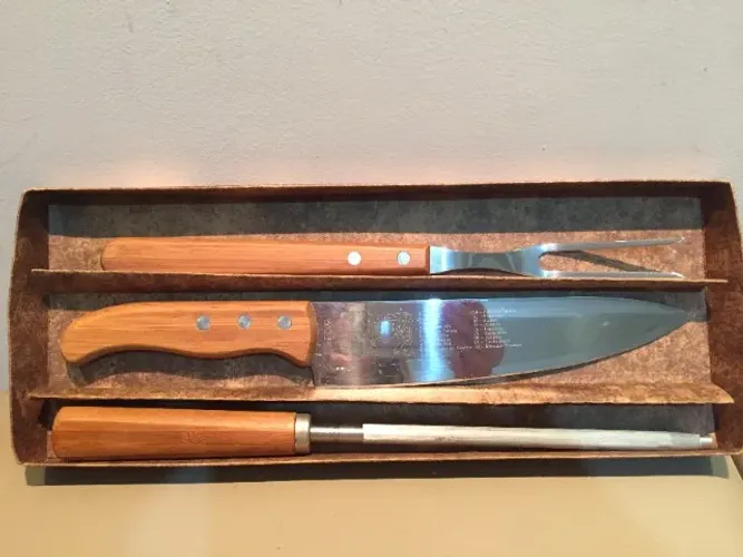 Kit para Churrasco em Bambu Inox 3 Peças Welf - Novo